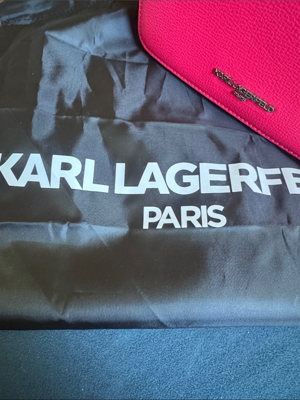 Karl Lagerfeld Hot Pink Leather Lourdes Crossbody - dust bag included - Picture 8 of 8